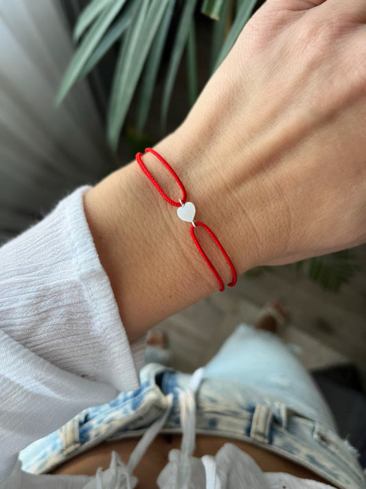 Náramok Perleť srdce so šnúrkou