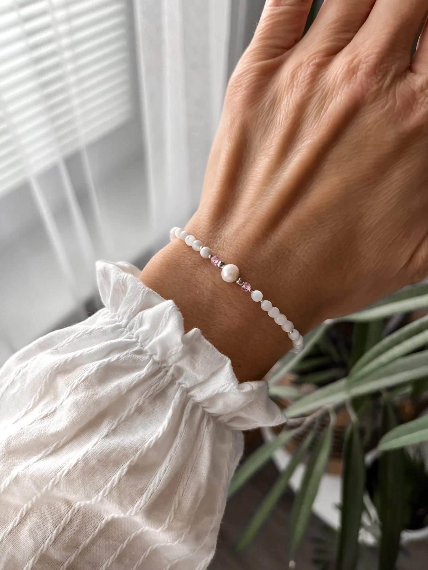 Náramok perla s kubickým zirkónom