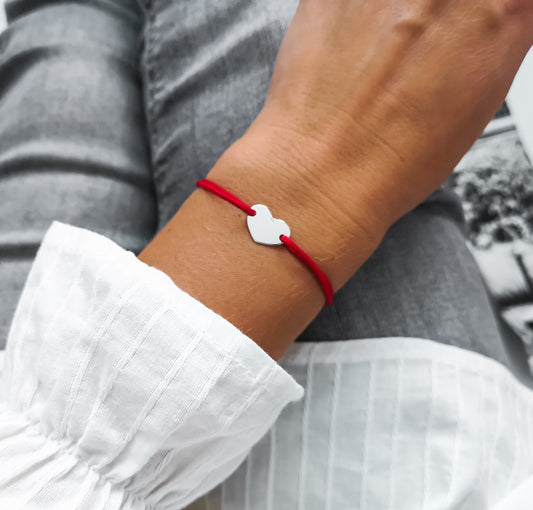 Náramok Silver Heart 2 so šnúrkou