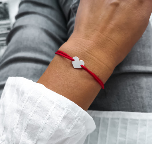 Náramok Silver Heart so šnúrkou